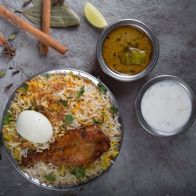 Hyderabadi Chicken Dum Biryani.