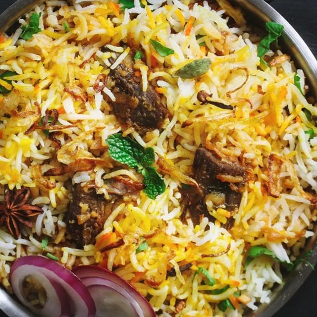 Boneless Goat Biryani.